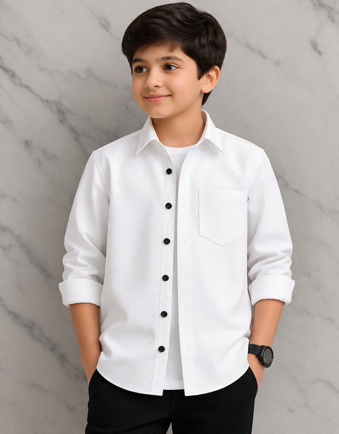 Image of nikhat fashionn Boys Solid Casual White Shirt