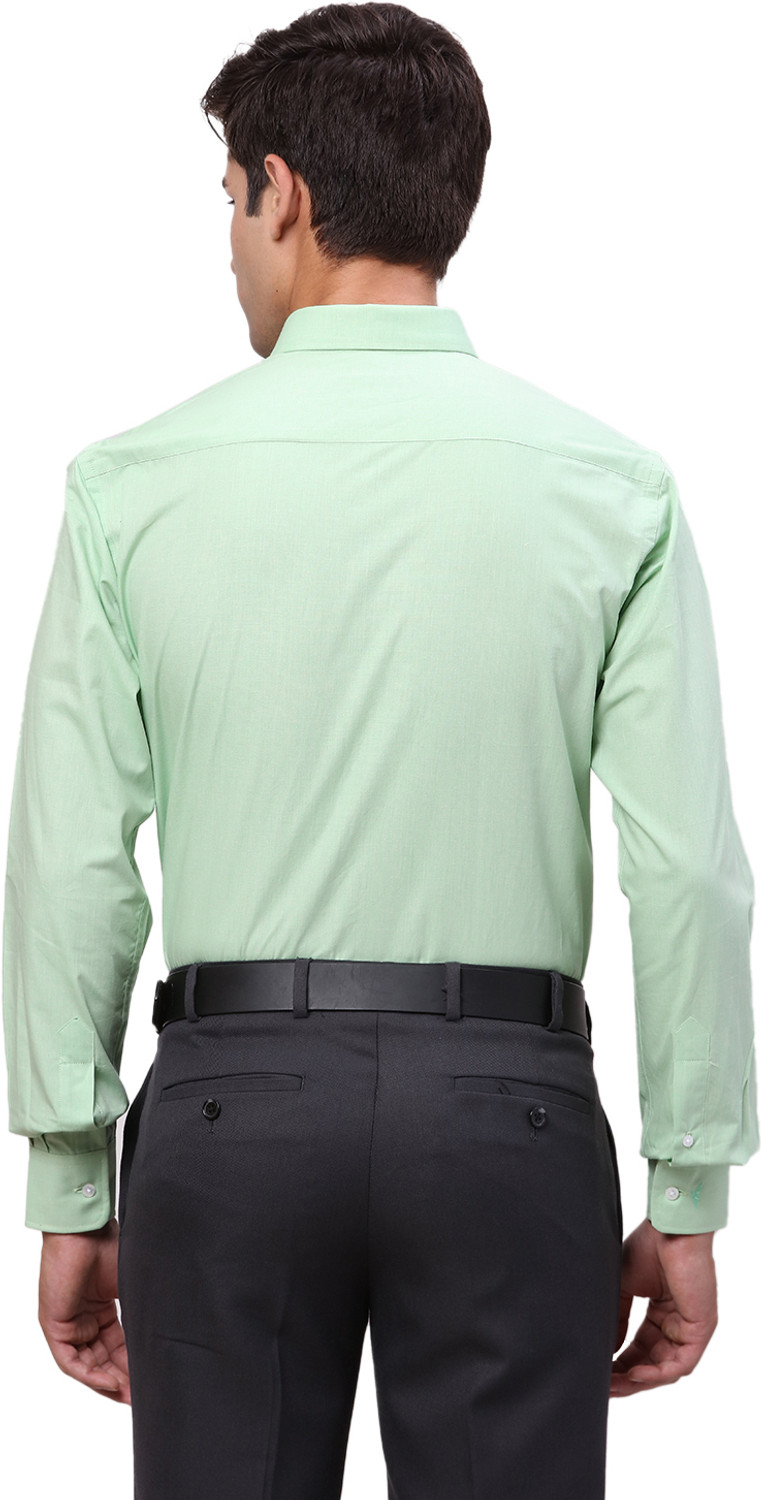 Image of PARK AVENUE Men Self Design Formal Green Shirt