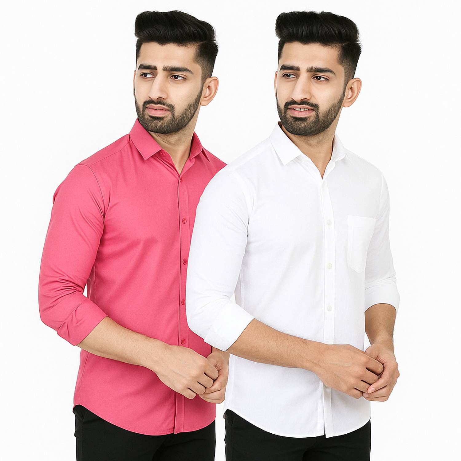 youth first Men Regular Fit Solid Spread Collar Casual Shirt (Pac