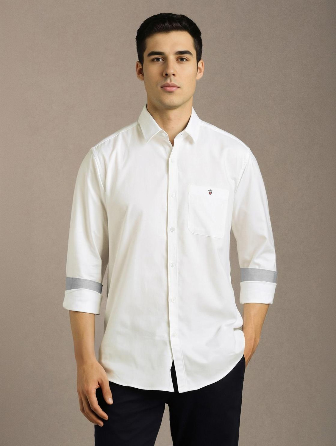 Image of LOUIS PHILIPPE Men Solid Casual White Shirt