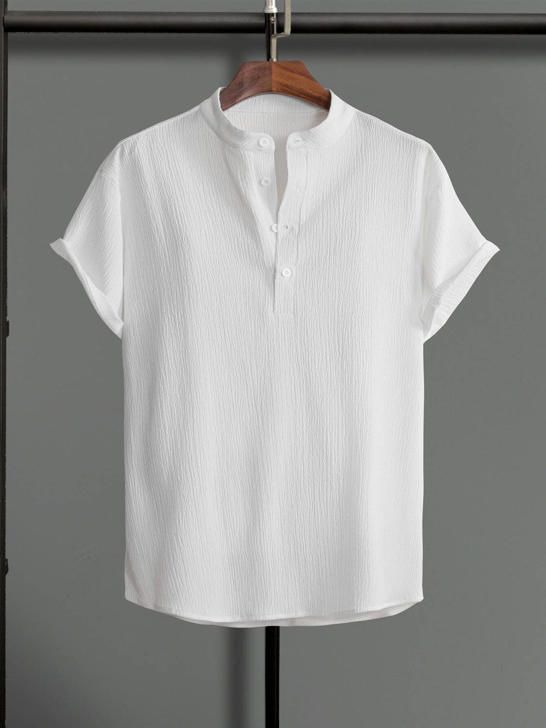 Ogha Men Solid Casual White Shirt