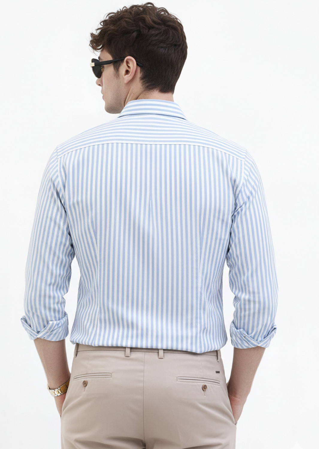 Image of METRONAUT Men Striped Casual Blue Shirt