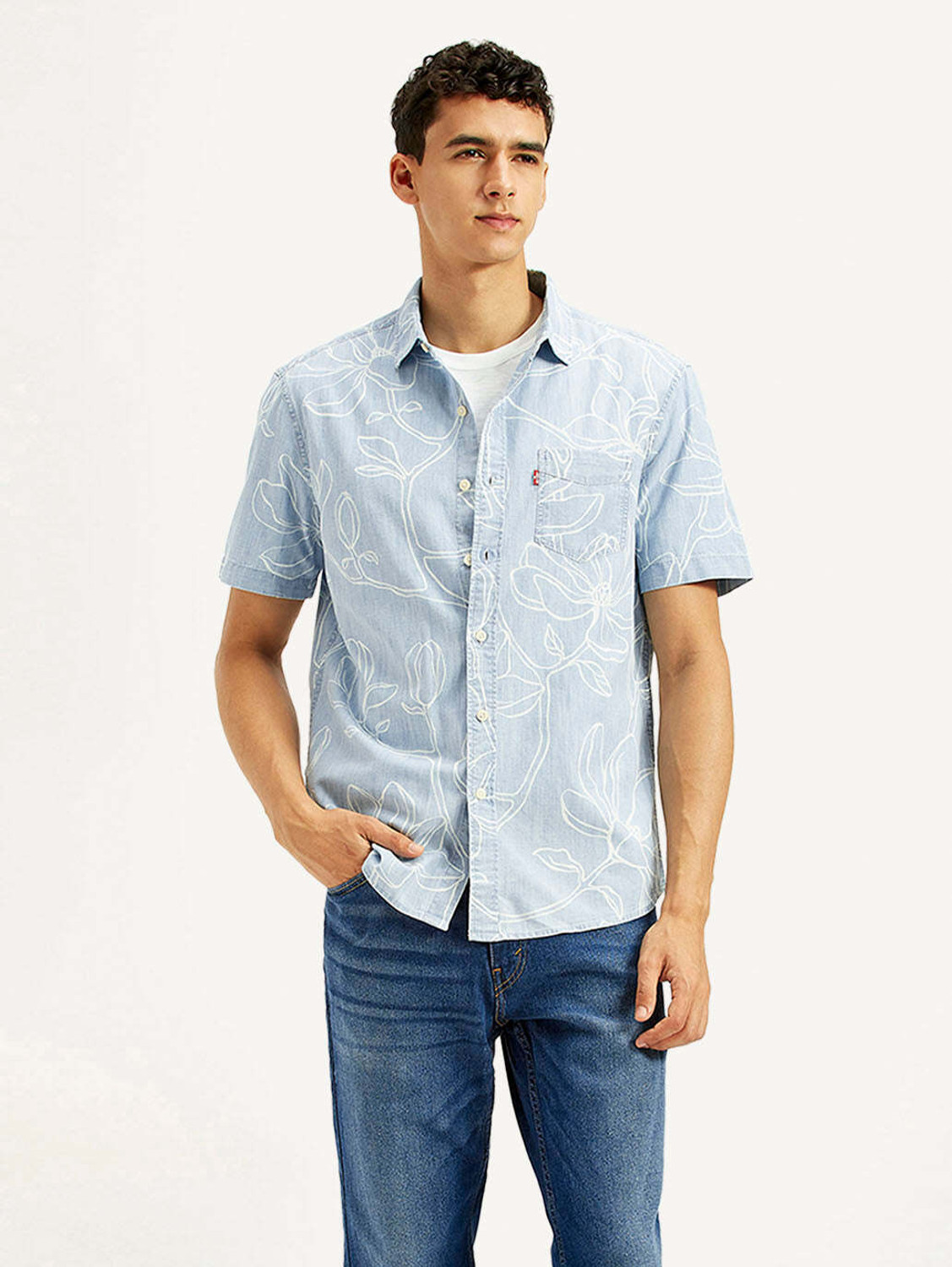 Image of LEVI'S Men Printed Casual Blue Shirt