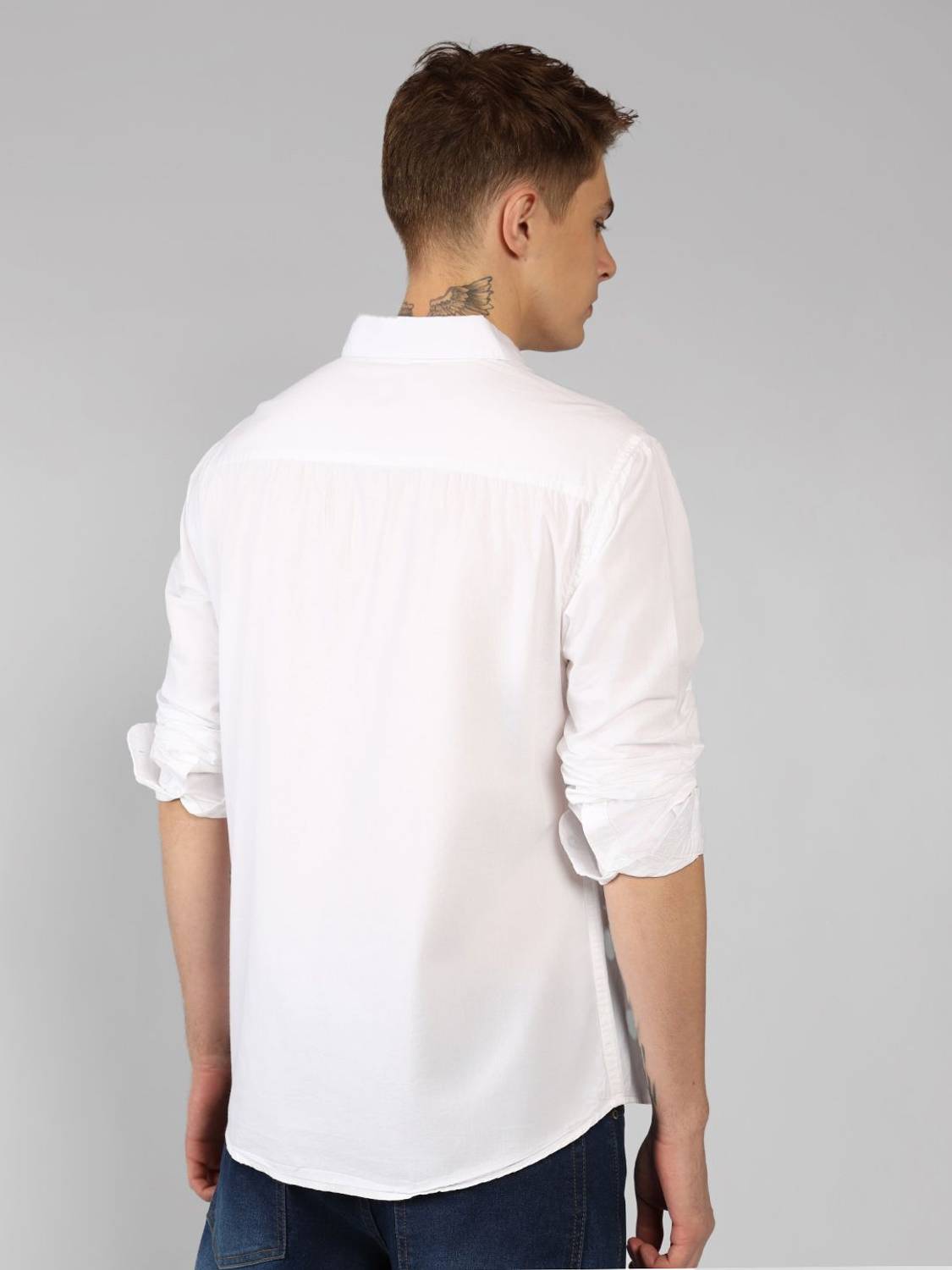 Dennis Lingo Men Solid Casual White Shirt - Image 3