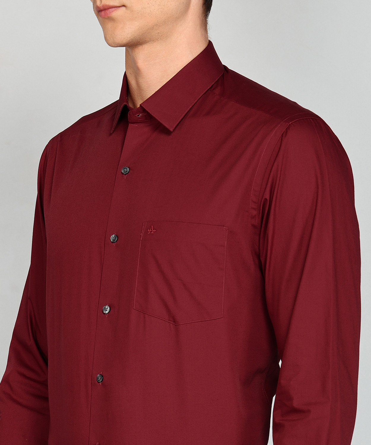 Image of ARROW Men Solid Formal Maroon Shirt