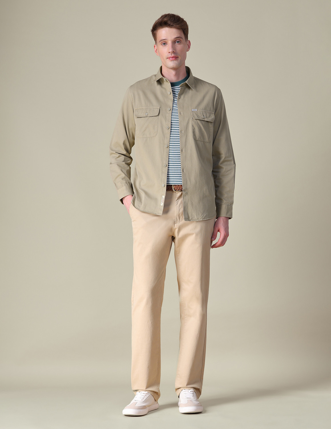 Image of U.S. Polo Assn. Denim Co. Men Solid Casual Brown Shirt