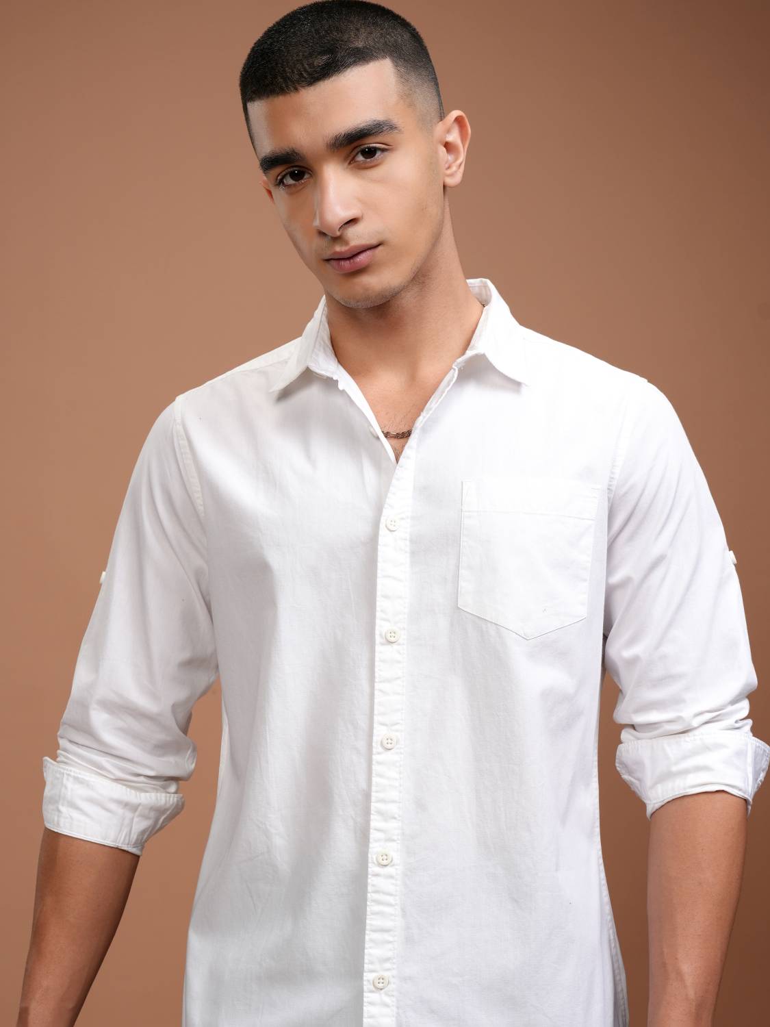 HIGHLANDER Men White Casual Shirt - Image 1