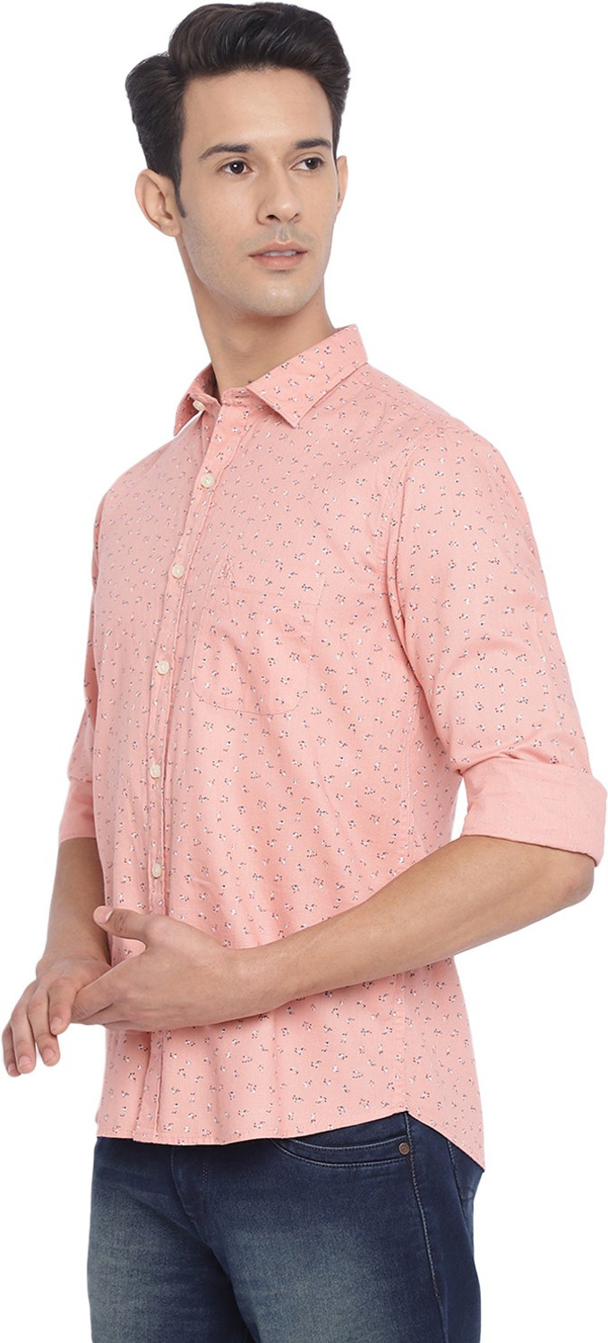 Image of CANTABIL Men Printed Casual Pink, Blue, Beige Shirt