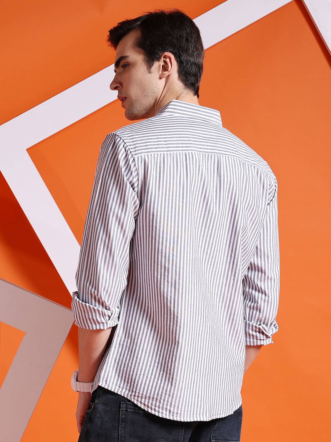 The Indian Garage Co. Men Striped Casual Black Shirt - Image 2