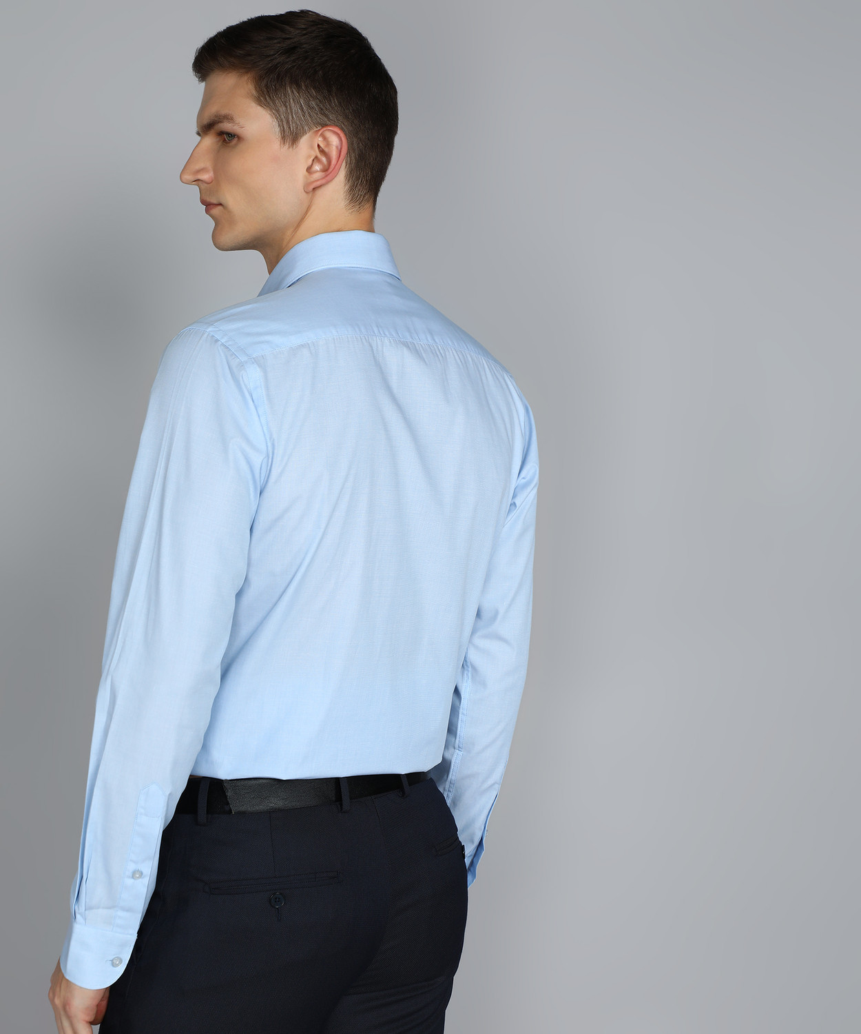 Image of Raymond Men Self Design Formal Light Blue Shirt