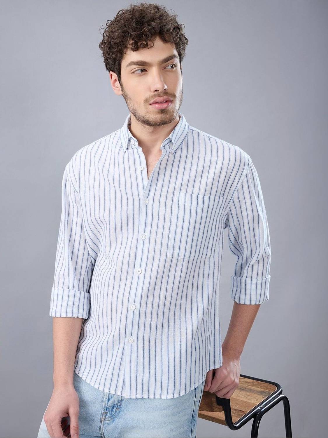 HERE&NOW Men Striped Casual Multicolor Shirt - Image 4