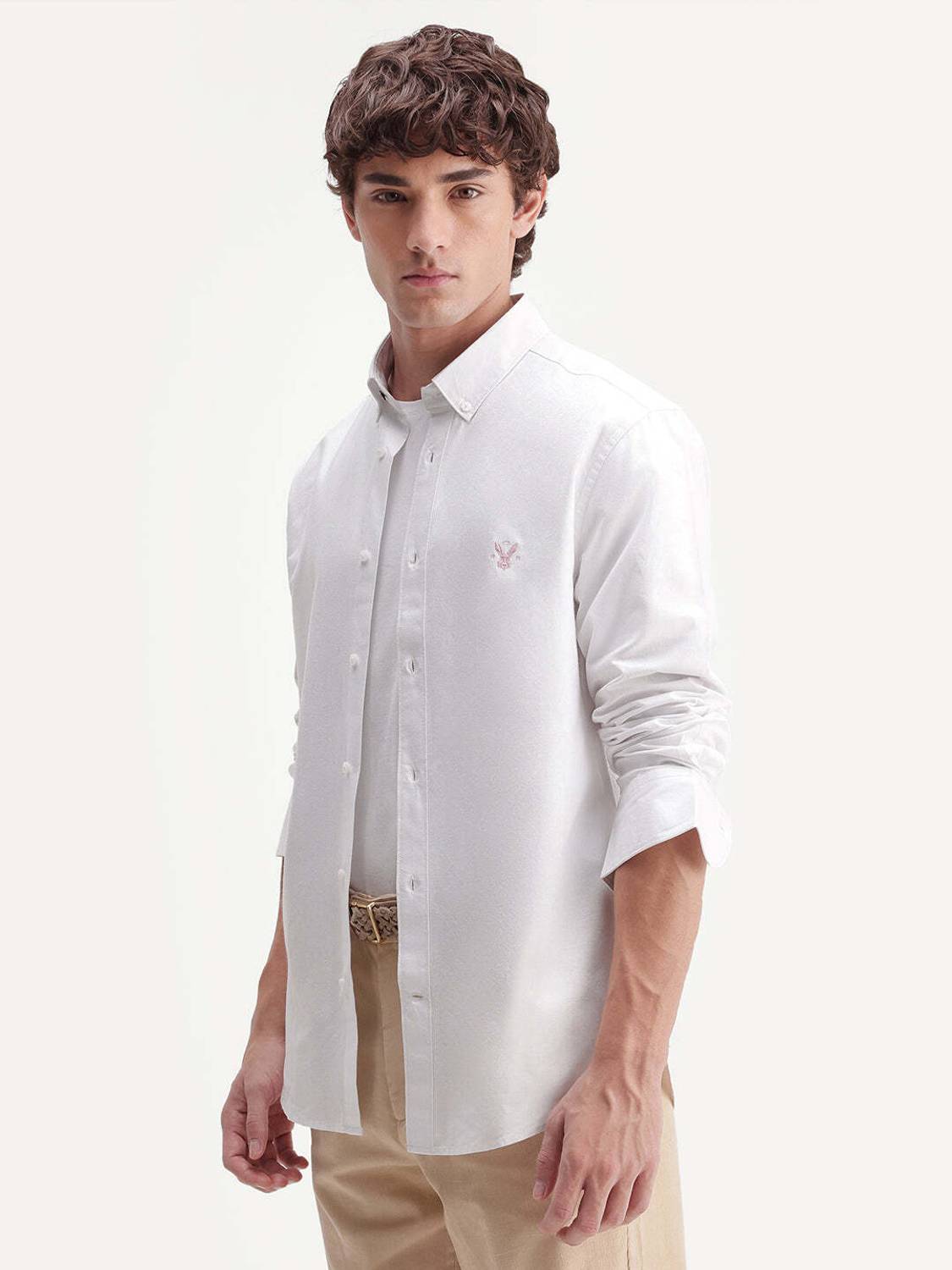 RARE RABBIT Men Solid Casual White Shirt