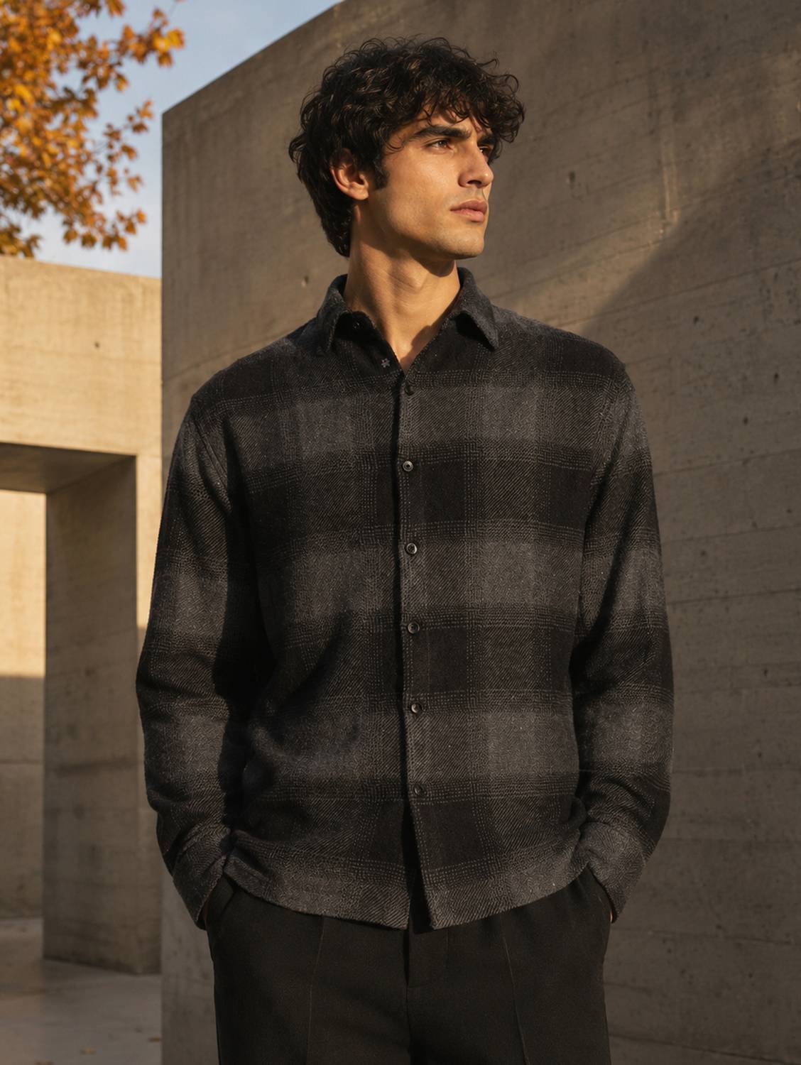 Cahoot Men Checkered Casual Grey Shirt - Image 1
