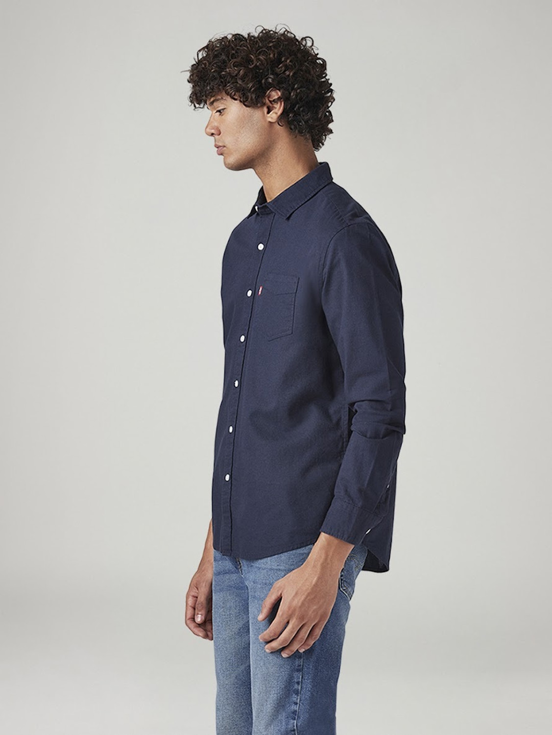 Image of LEVI'S Men Solid Casual Dark Blue Shirt