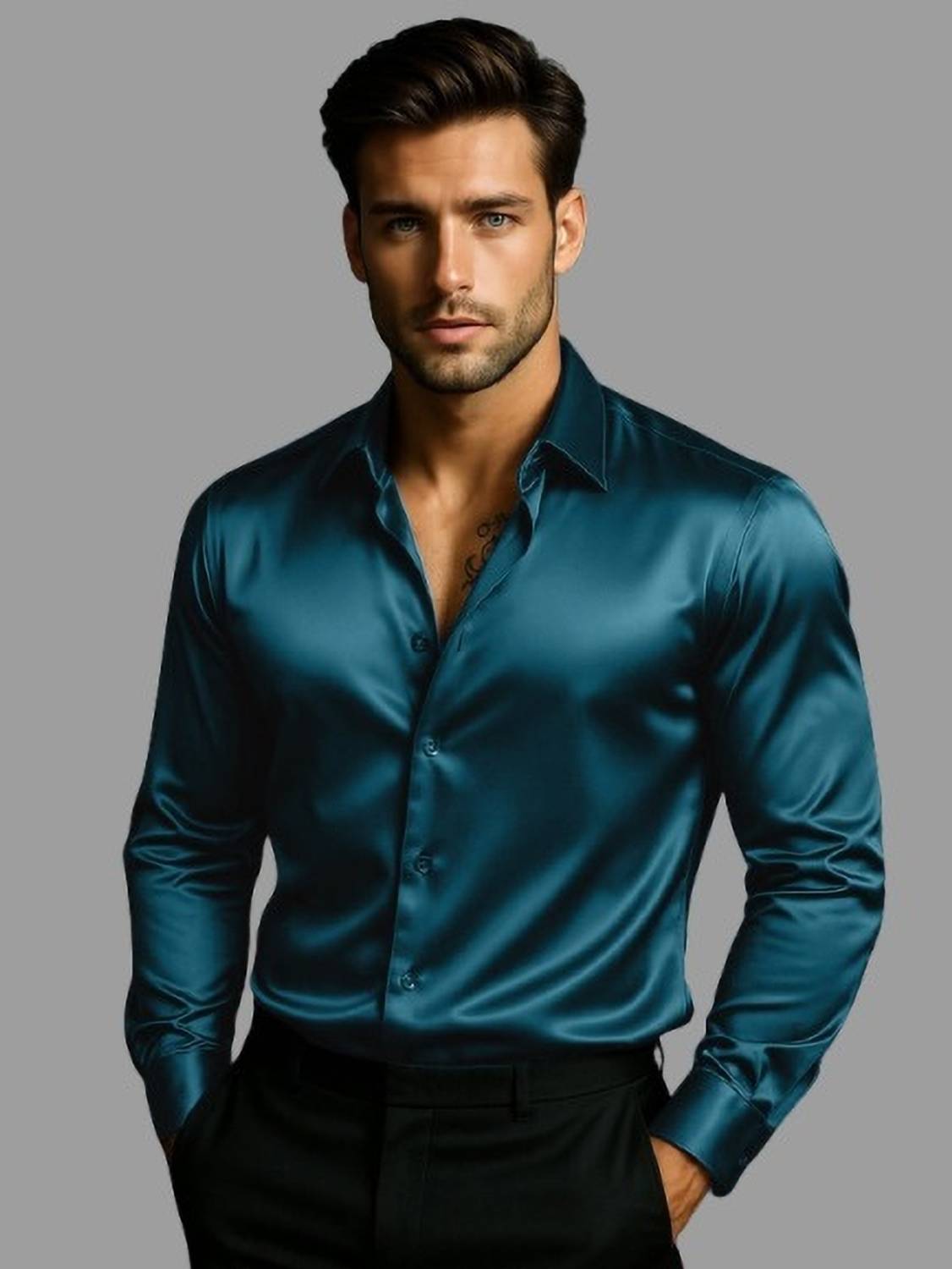 BROCON Men Solid Party Blue Shirt