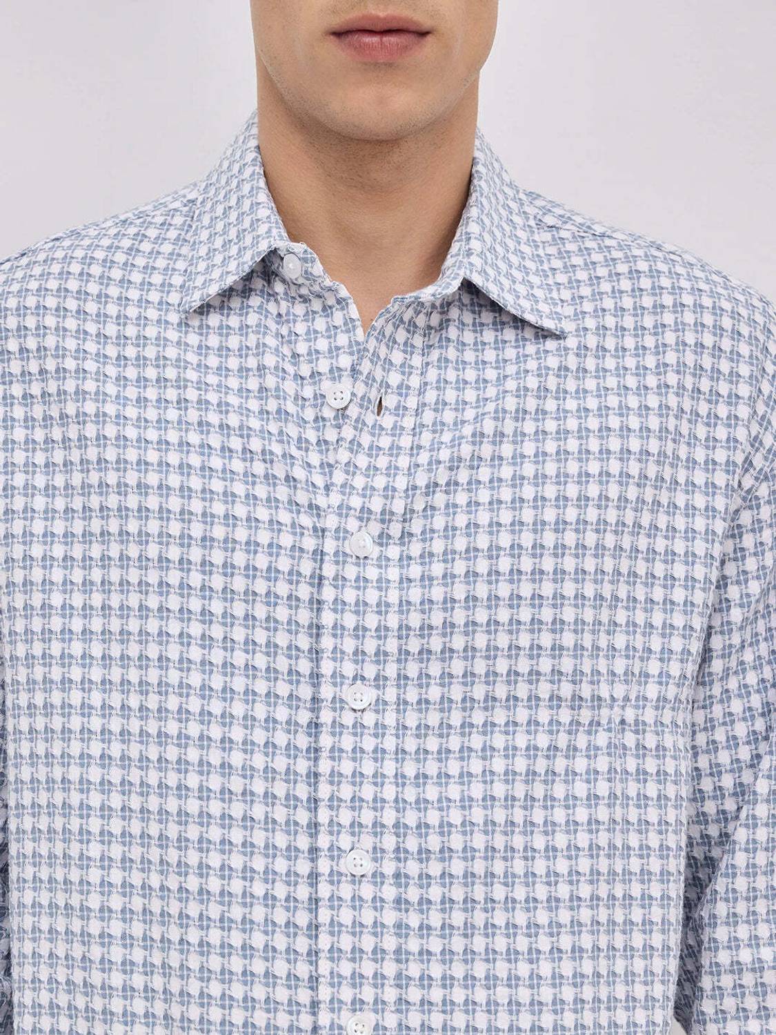 VASTRADO Men Blue Checkered Shirt - Image 3
