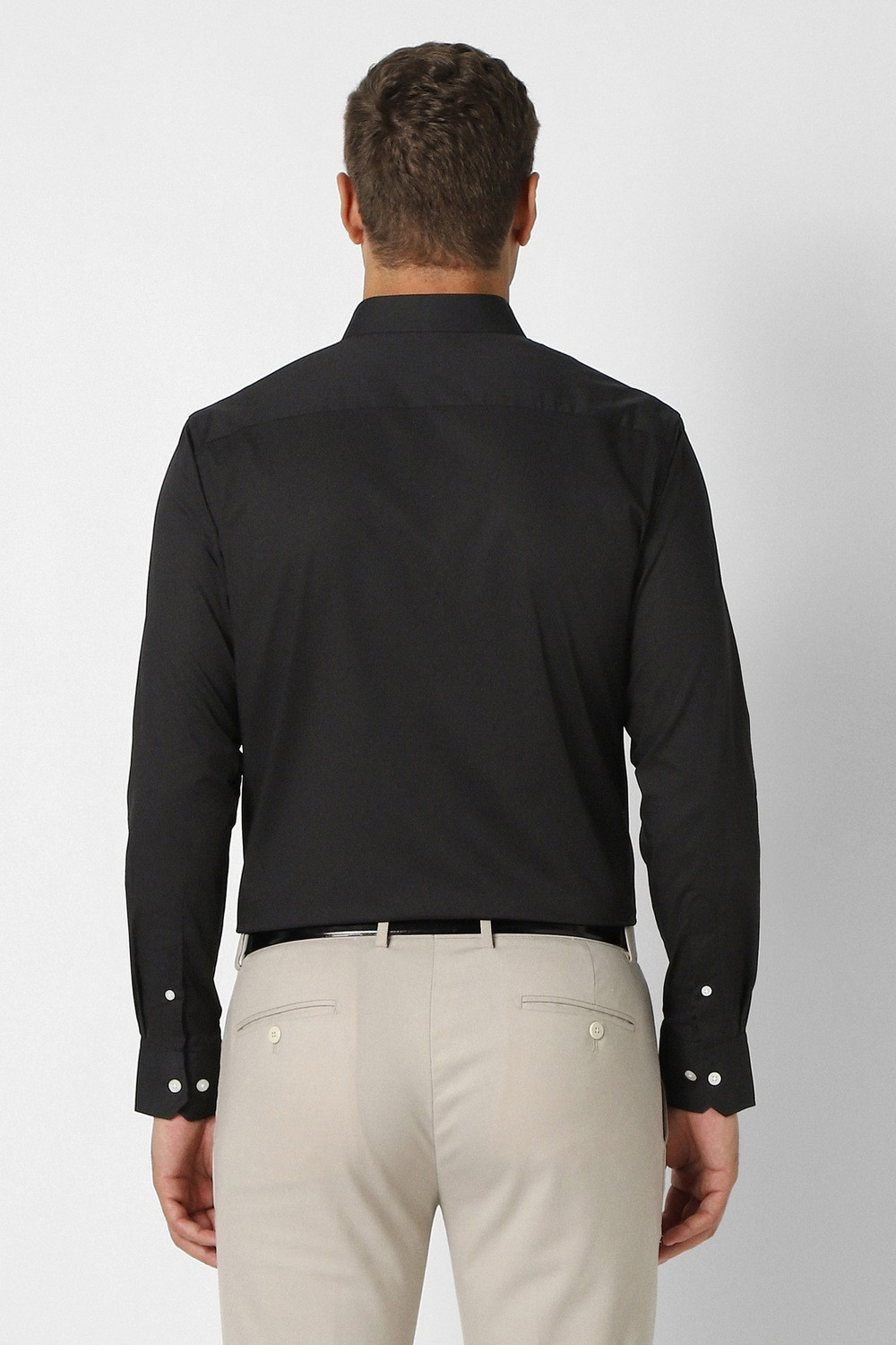 Image of PETER ENGLAND Men Solid Formal Black Shirt
