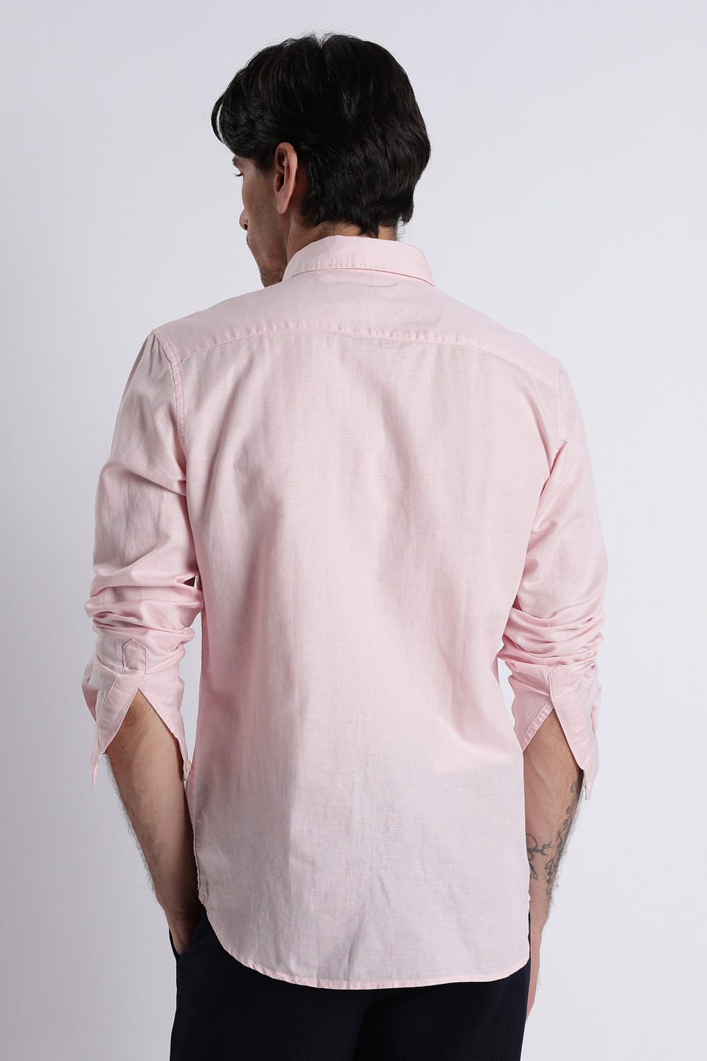 Image of BLU MNKY Men Solid Casual Pink Shirt