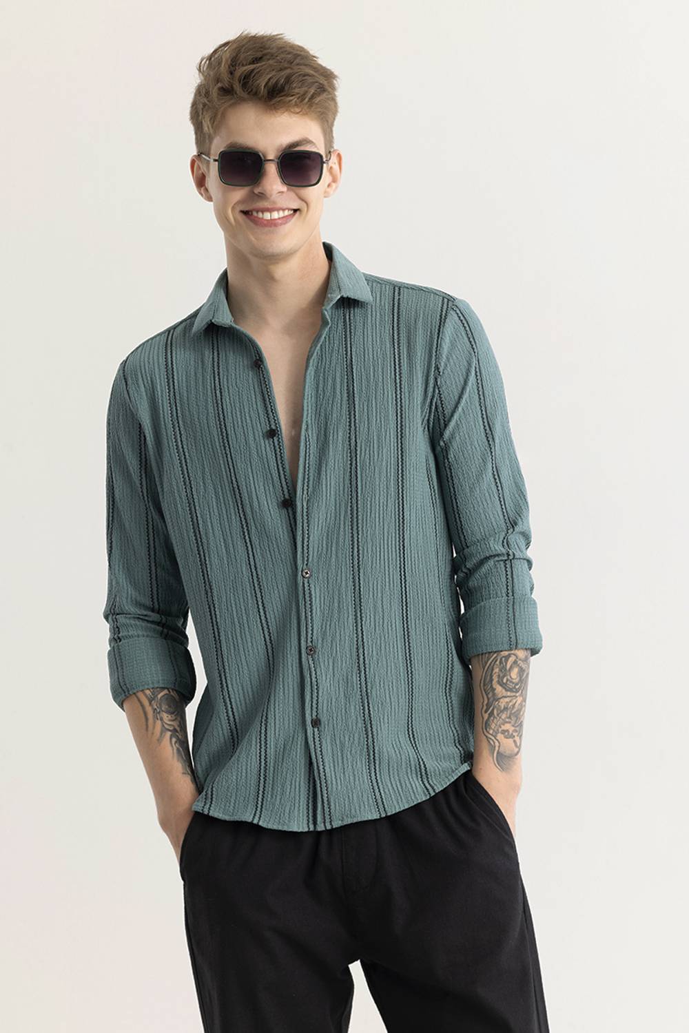 Snitch Men Slim Fit Checkered Spread Collar Casual Shirt