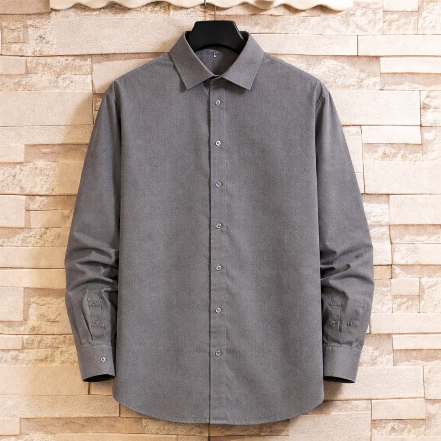Image of Asta Moda Men Printed Casual Grey Shirt