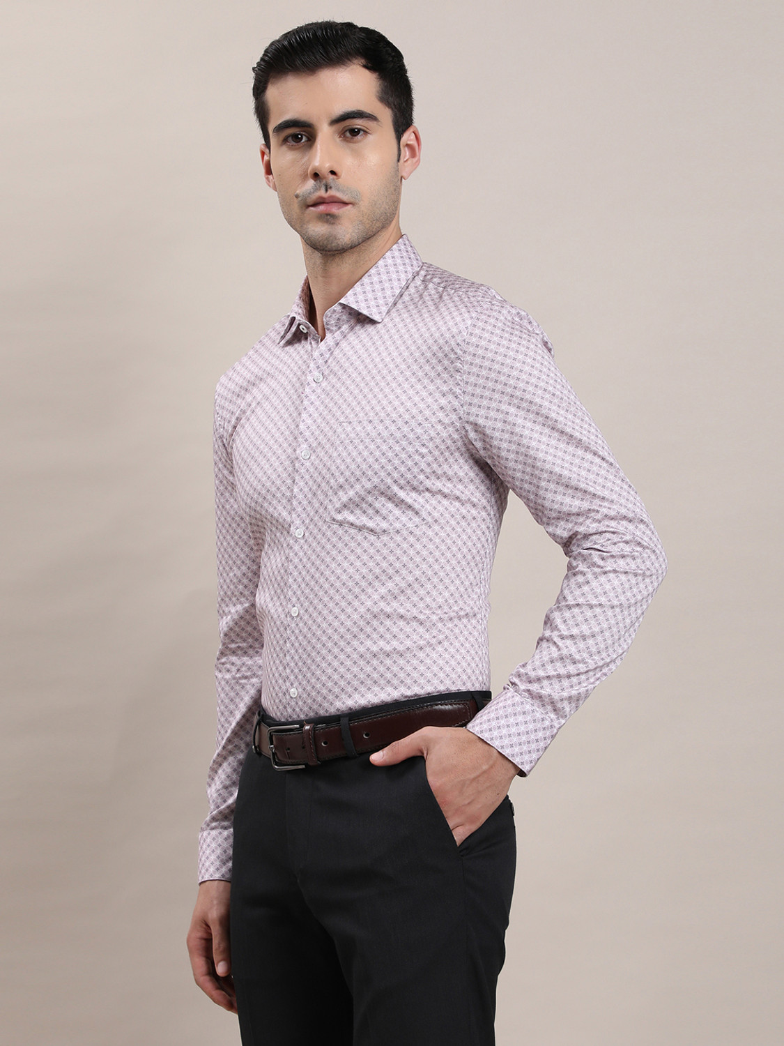 Image of TURTLE Men Printed Formal Purple Shirt