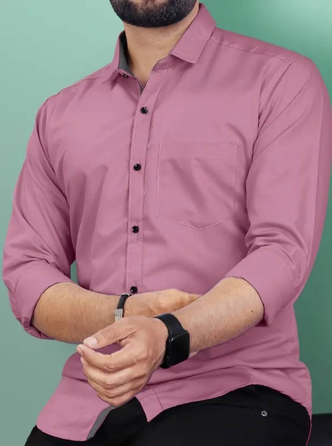 Kachhot Men Solid Casual Pink Shirt