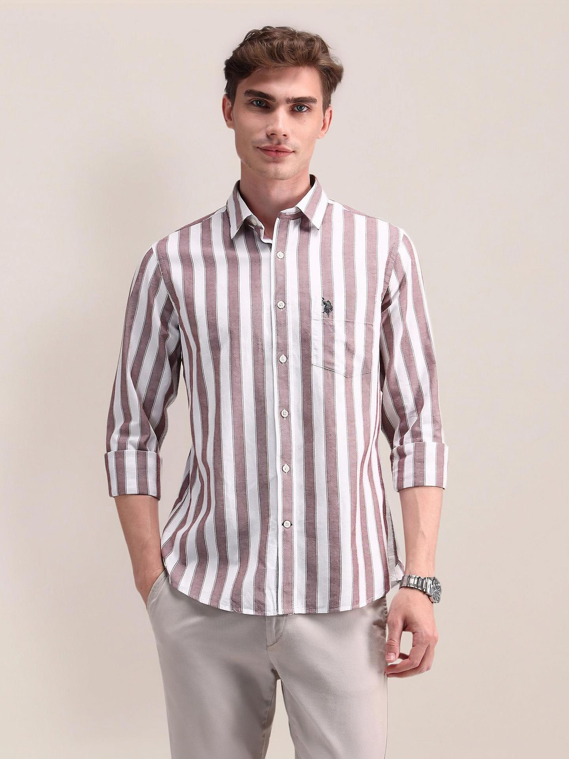 U.S. POLO ASSN. Men Striped Casual Multicolor Shirt