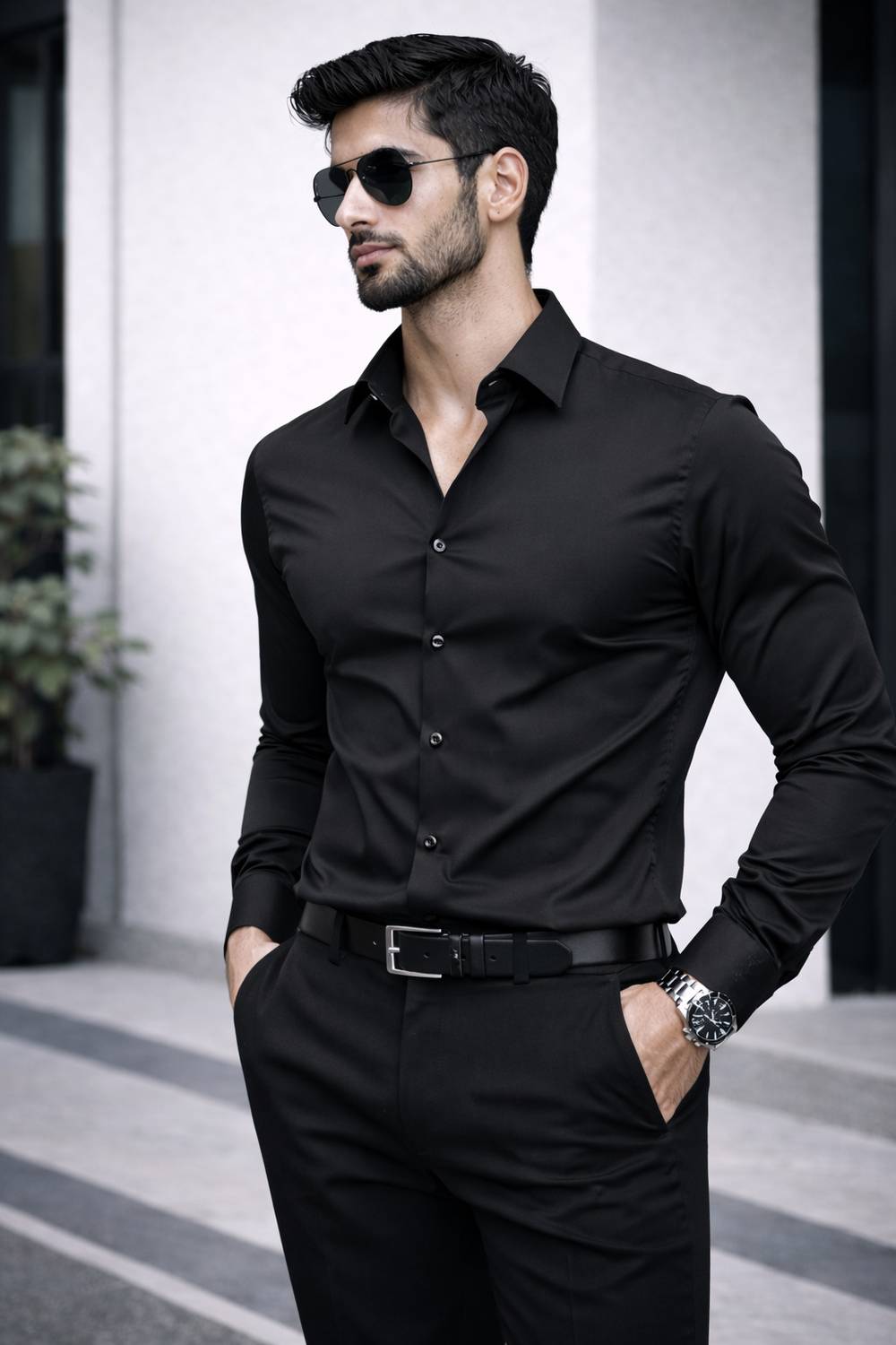 ShirtForYou Men Solid Formal Black Shirt