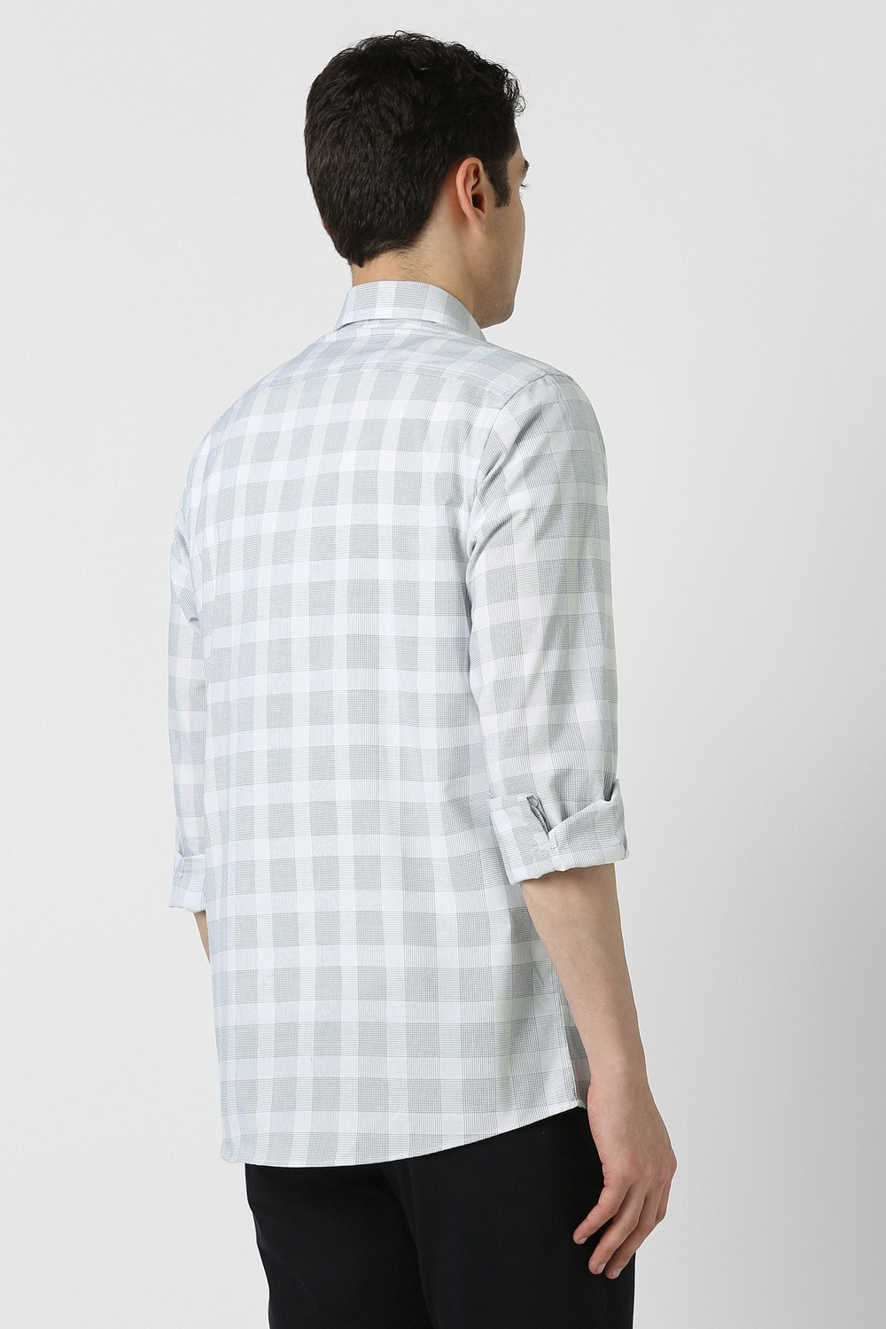 Image of PETER ENGLAND Men Checkered Casual Grey Shirt