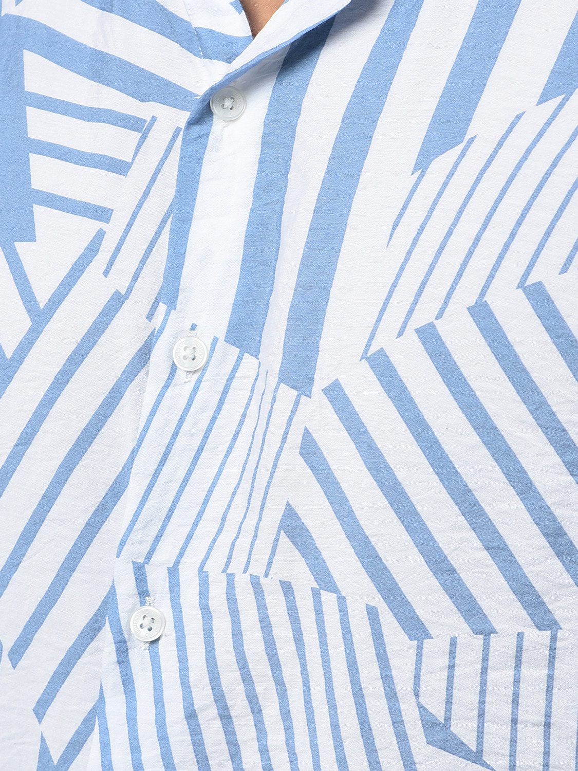 Image of NUMERO UNO Men Striped Casual Blue Shirt