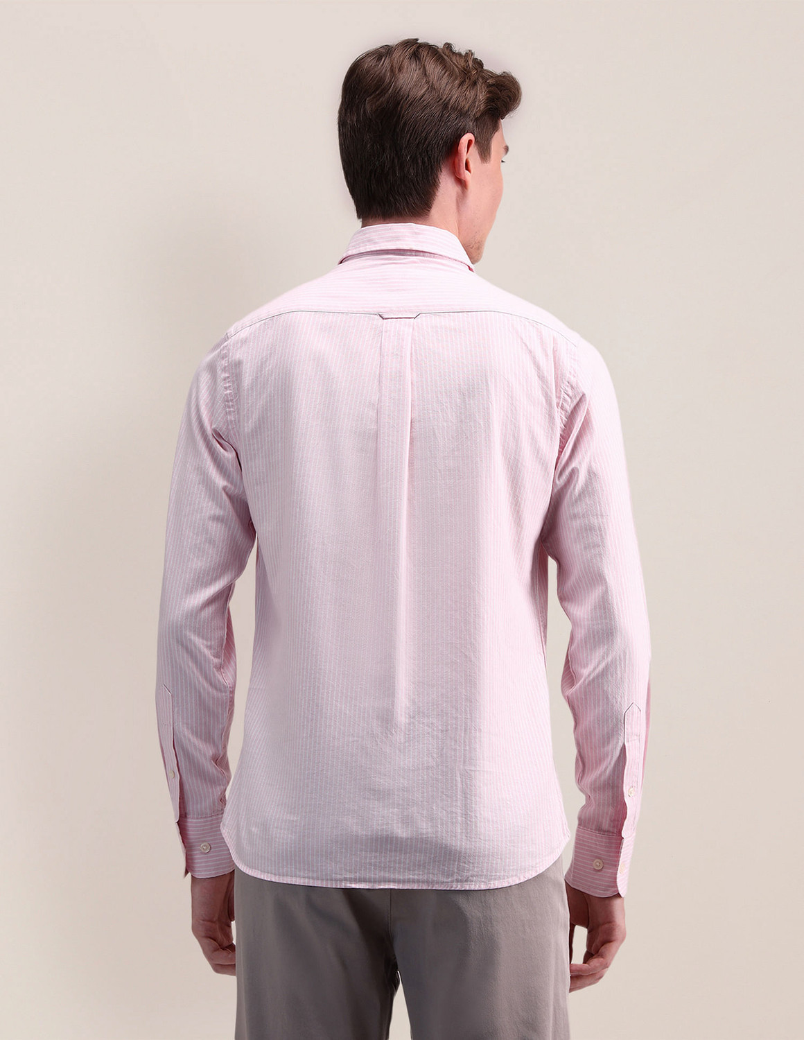 Image of U.S. POLO ASSN. Men Striped Casual Pink Shirt
