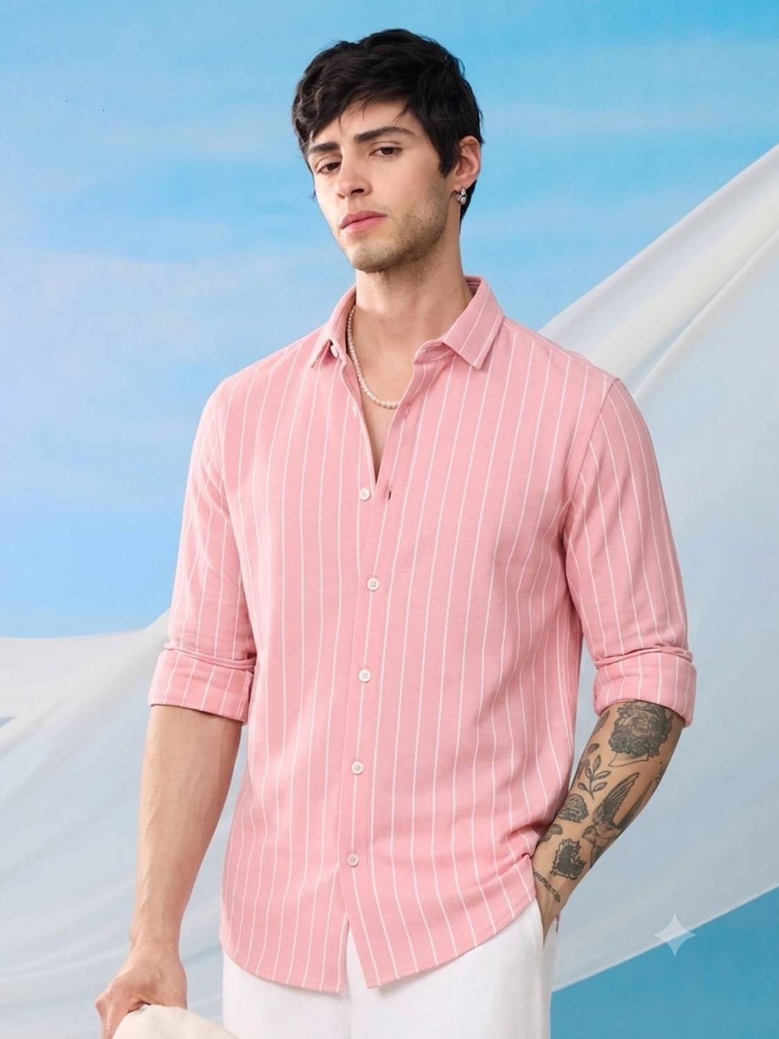 METRONAUT Men Striped Casual Pink Shirt