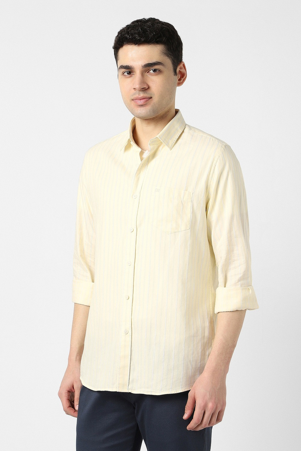 Image of PETER ENGLAND Men Striped Casual Yellow Shirt