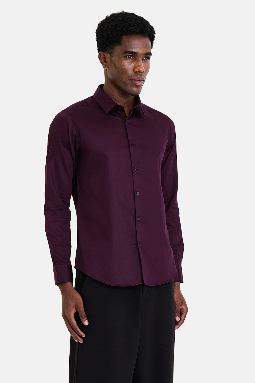 Image of Snitch Men Solid Formal Maroon Shirt