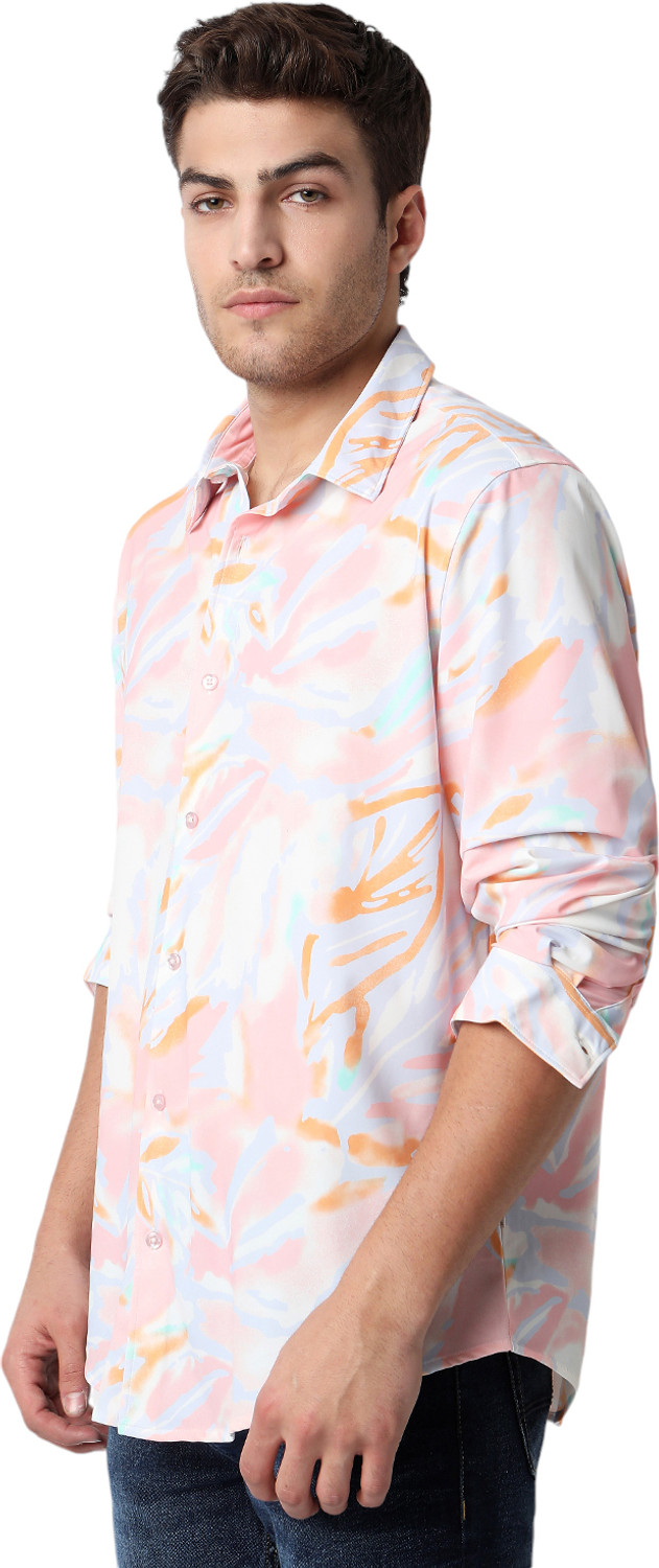 Image of Spykar Men Printed Casual Pink Shirt