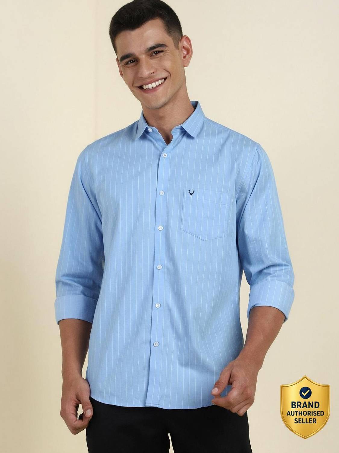 Allen Solly Men Striped Casual Blue Shirt