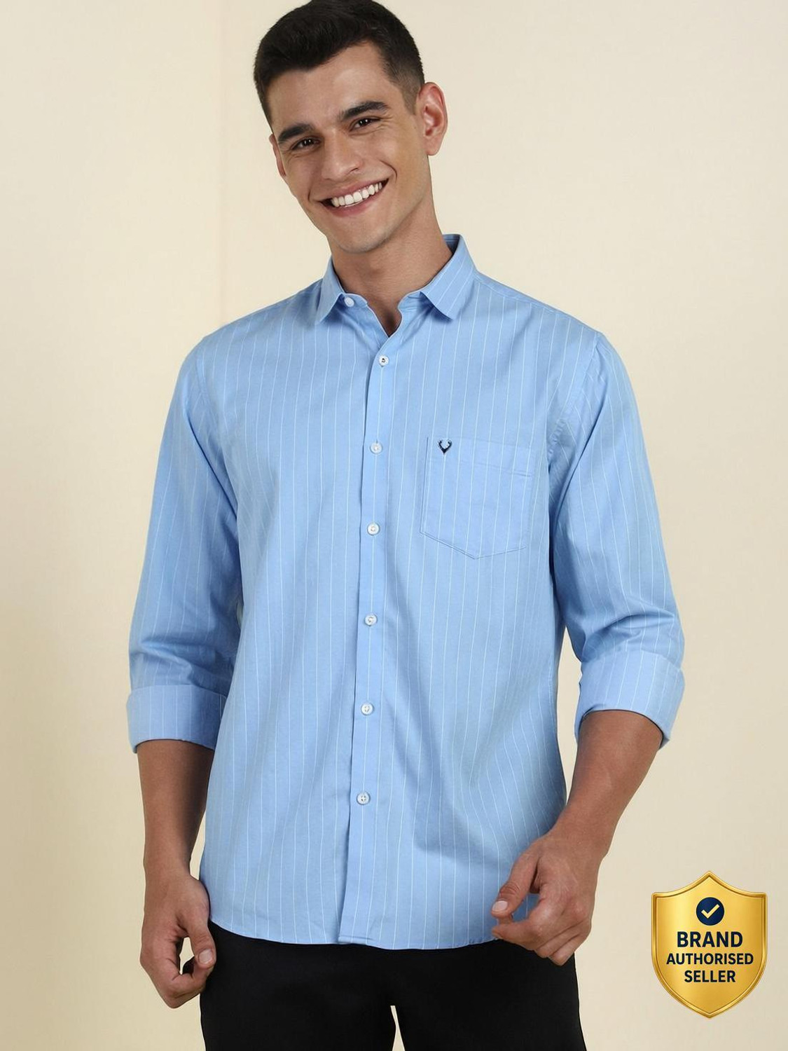 Image of Allen Solly Men Slim Fit Striped Casual Shirt
