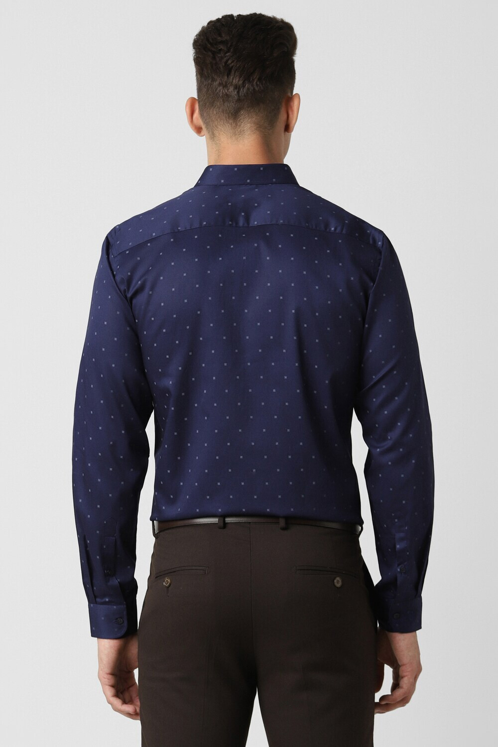 Image of PETER ENGLAND Men Printed Formal Blue Shirt