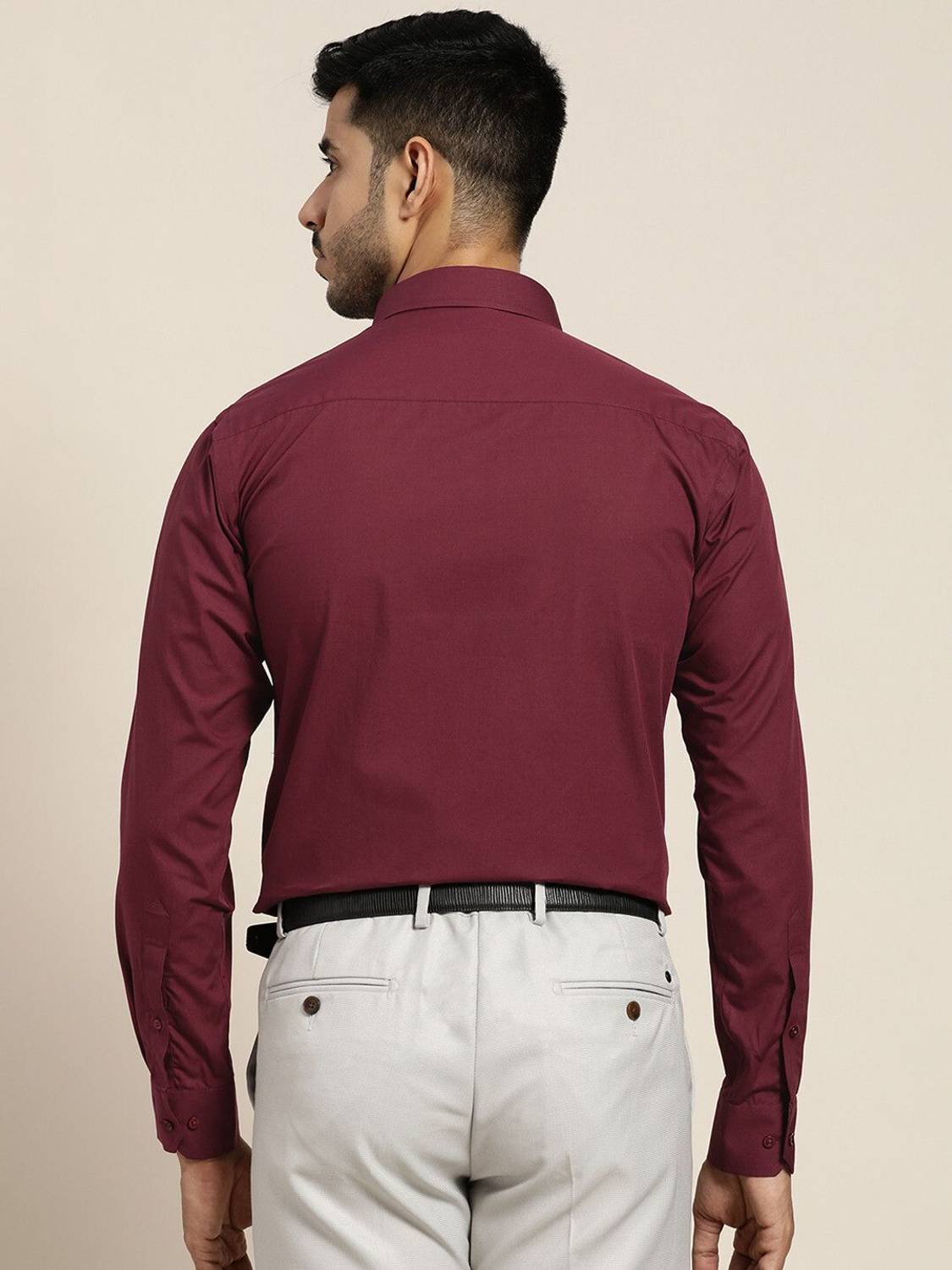 Hancock Men Maroon Formal Shirt - Image 4