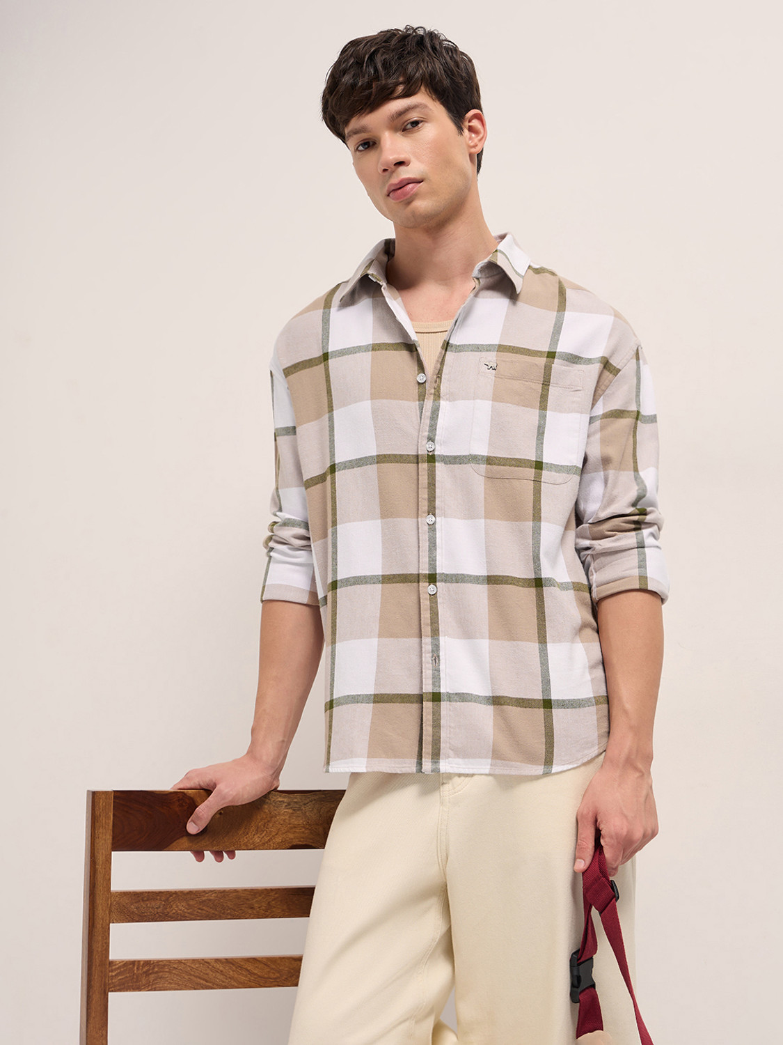 Image of THE BEAR HOUSE Men Checkered Casual Multicolor Shirt