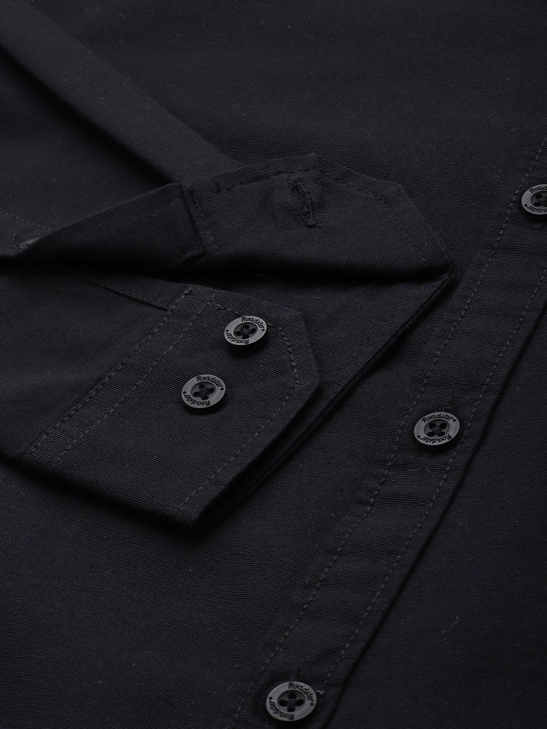Image of Roadster Men Solid Casual Black Shirt