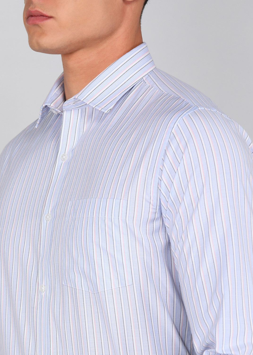 Image of PARK AVENUE Men Striped Formal Blue Shirt