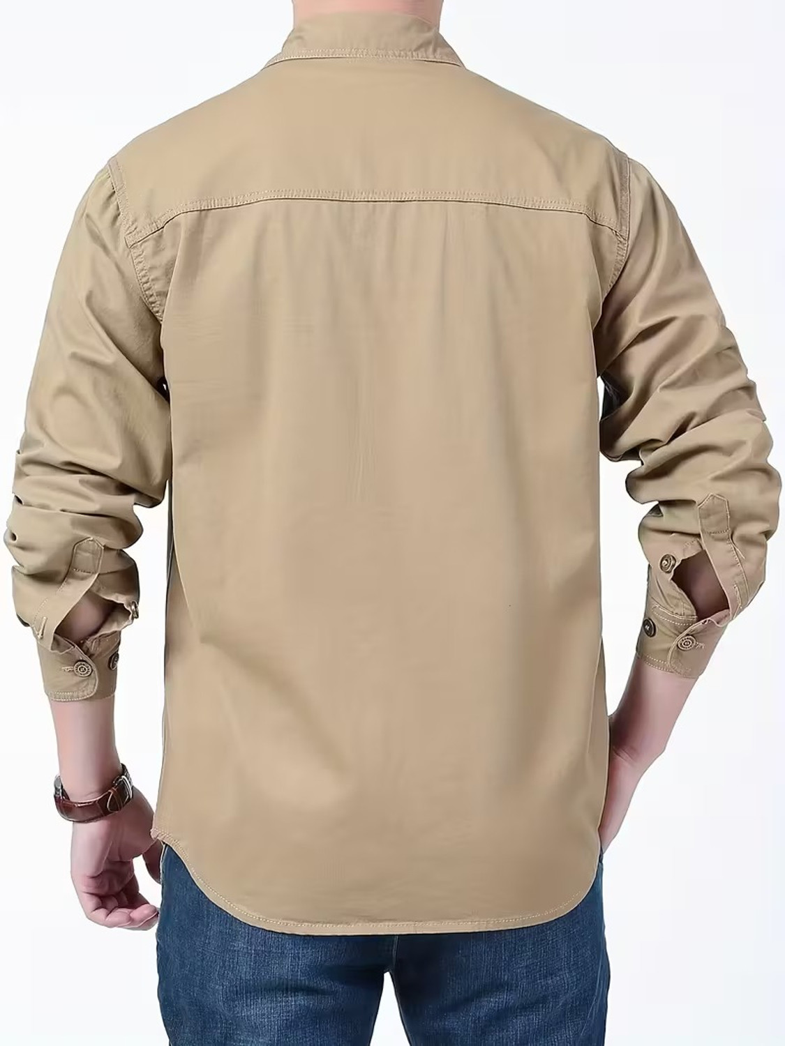 Image of sti Men Solid Casual Khaki Shirt