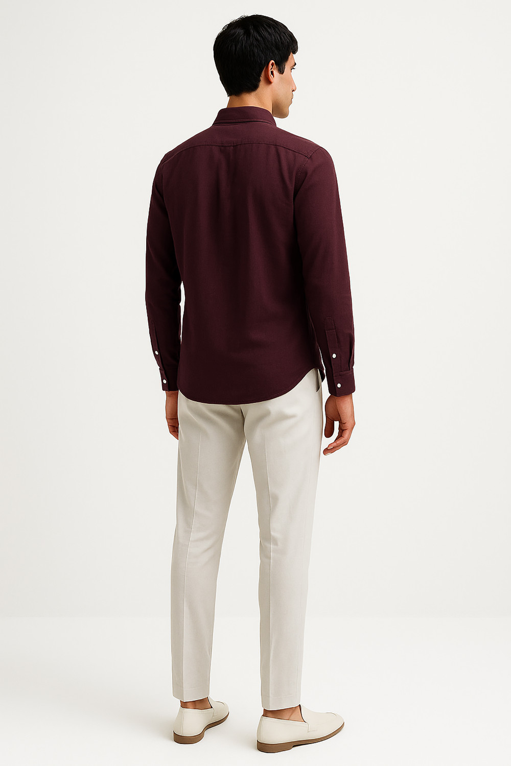 Image of MISCHIEF Monkey Men Solid Casual Maroon Shirt