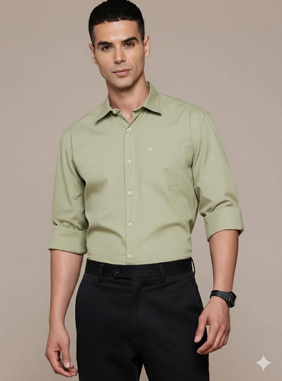 BLUE SQUAD Men Solid Formal Green Shirt