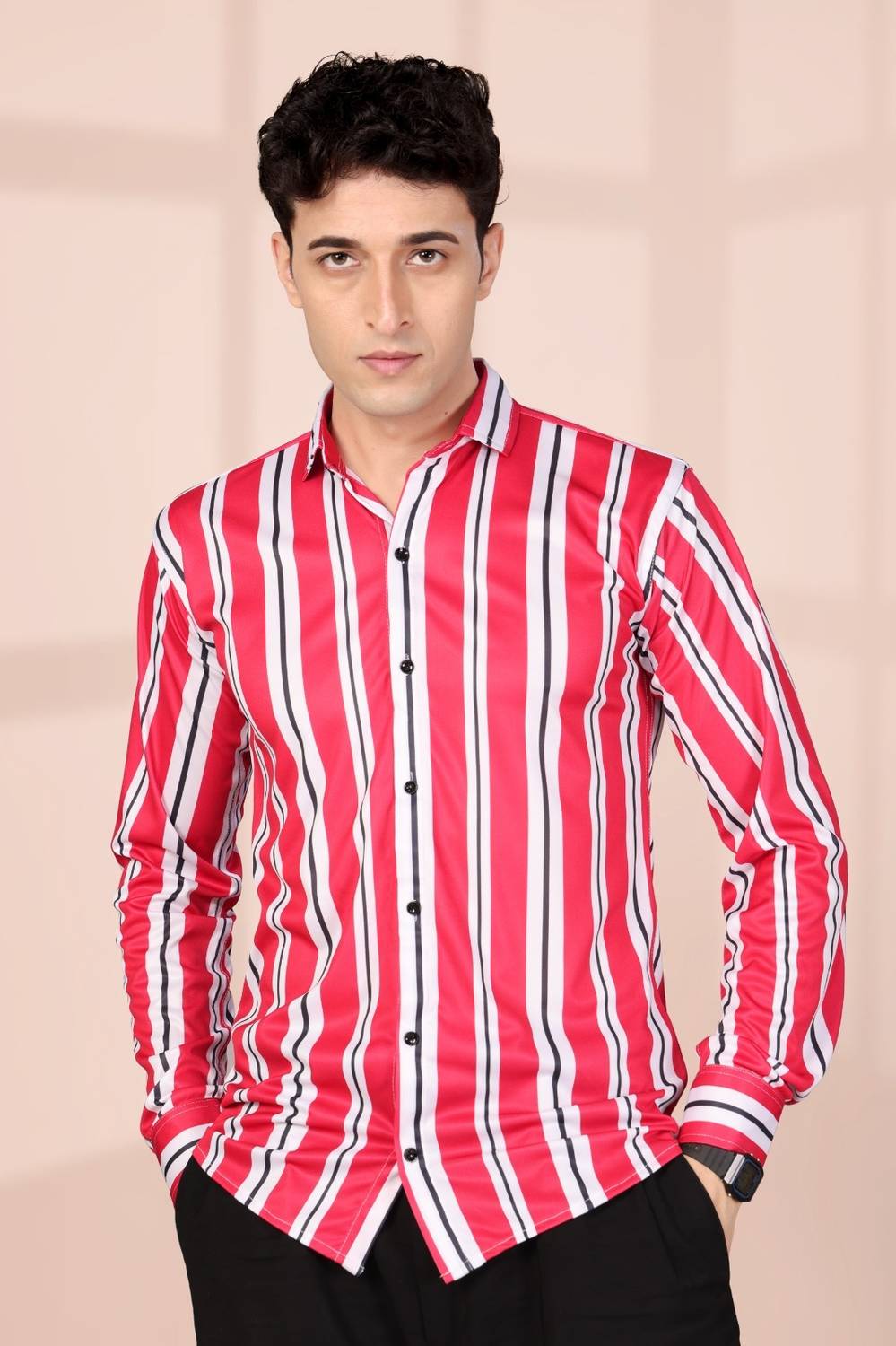 ANTILA FASHIONZONE Men Striped Casual Red Shirt