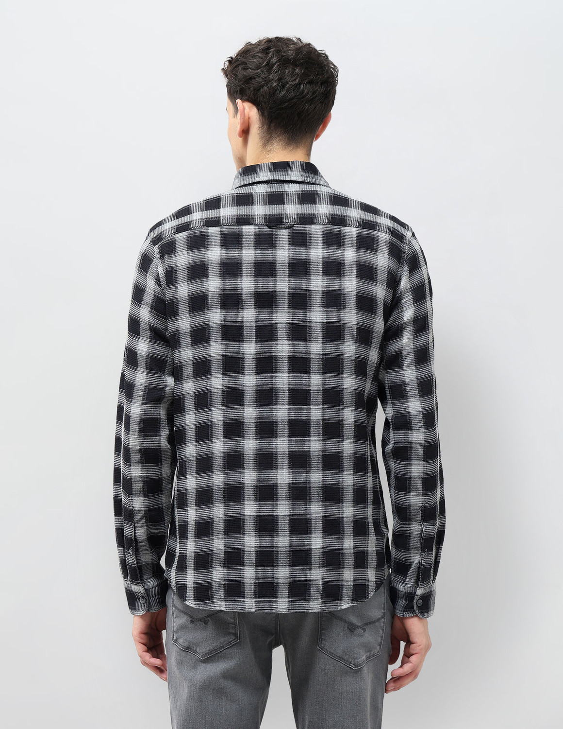 Image of U.S. Polo Assn. Denim Co. Men Checkered Casual Black Shirt