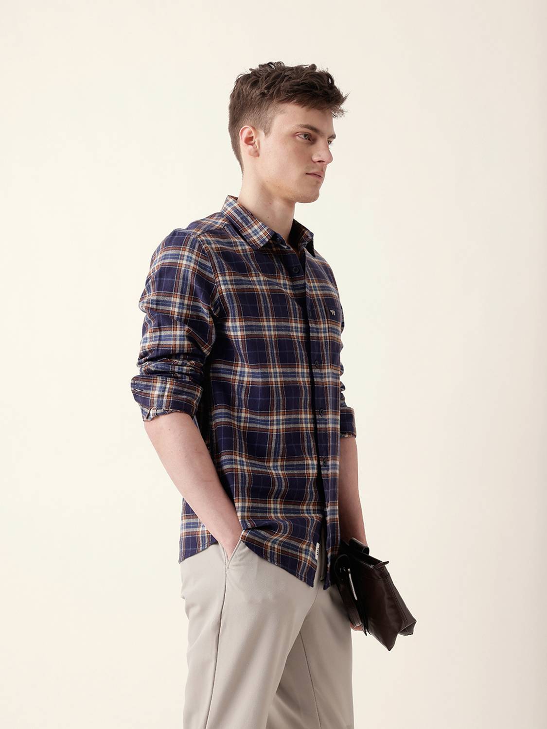 THE BEAR HOUSE Men Checkered Casual Blue Shirt - Image 3