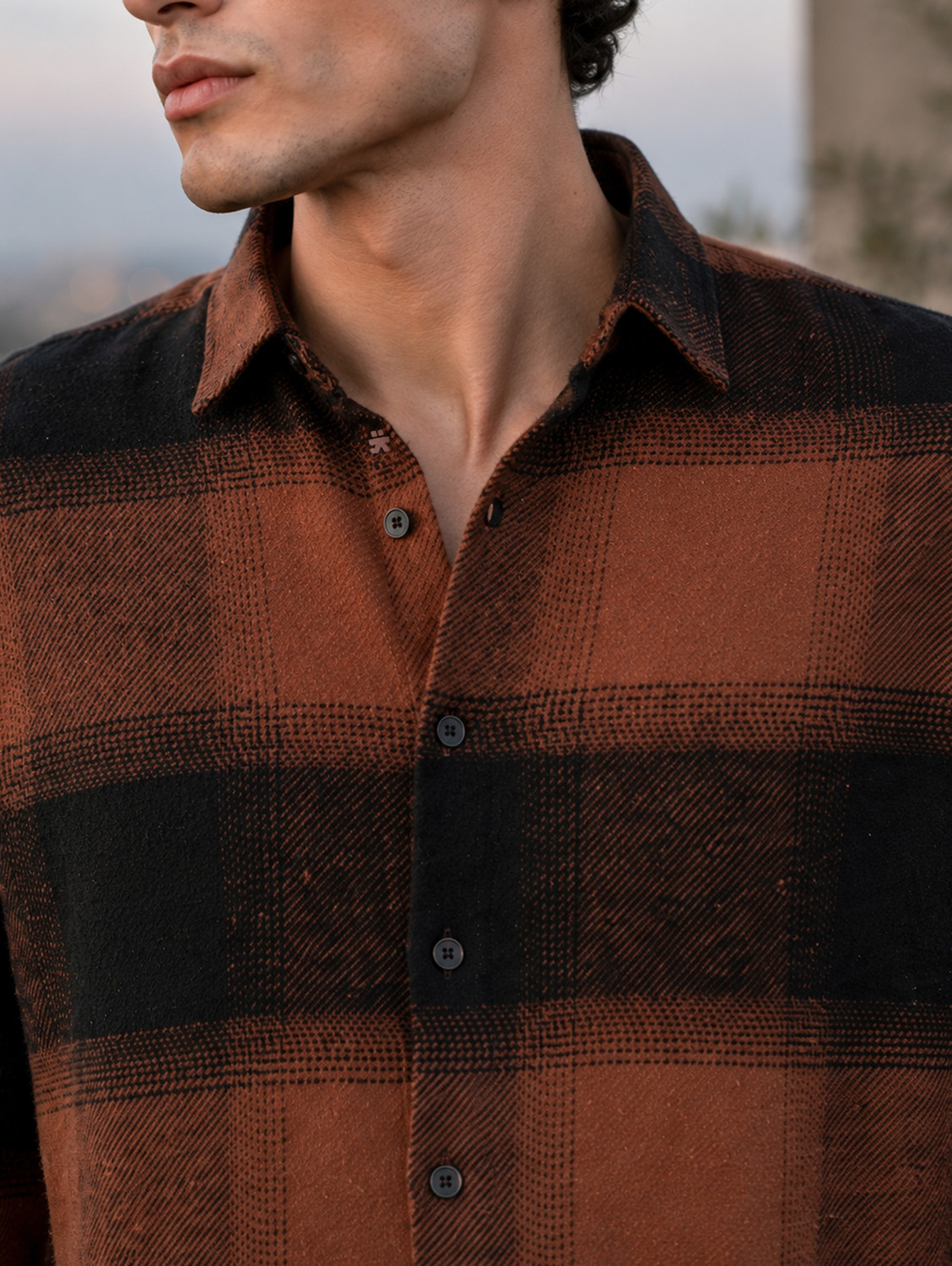 Image of CAHOOT Men Checkered Casual Brown Shirt
