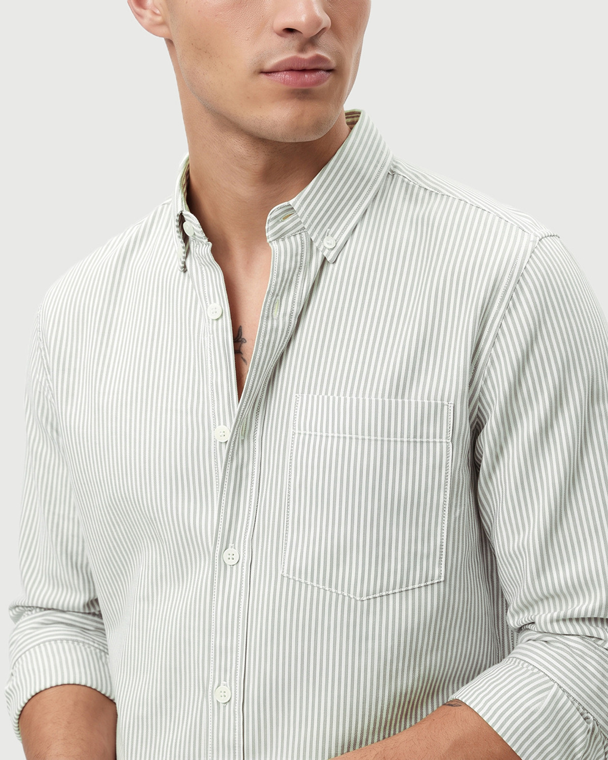 Image of BEWAKOOF Men Striped Casual White Shirt